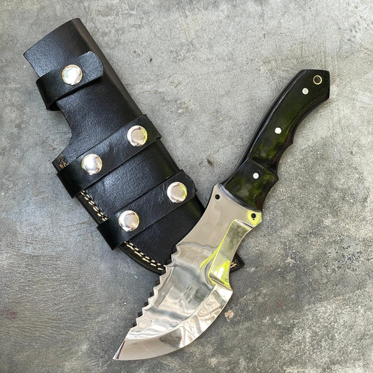 Handmade Tracker Hunting Knife, 6″ Stainless Steel Blade, 5″ Micarta Handle, Full Tang Outdoor Survival Knife