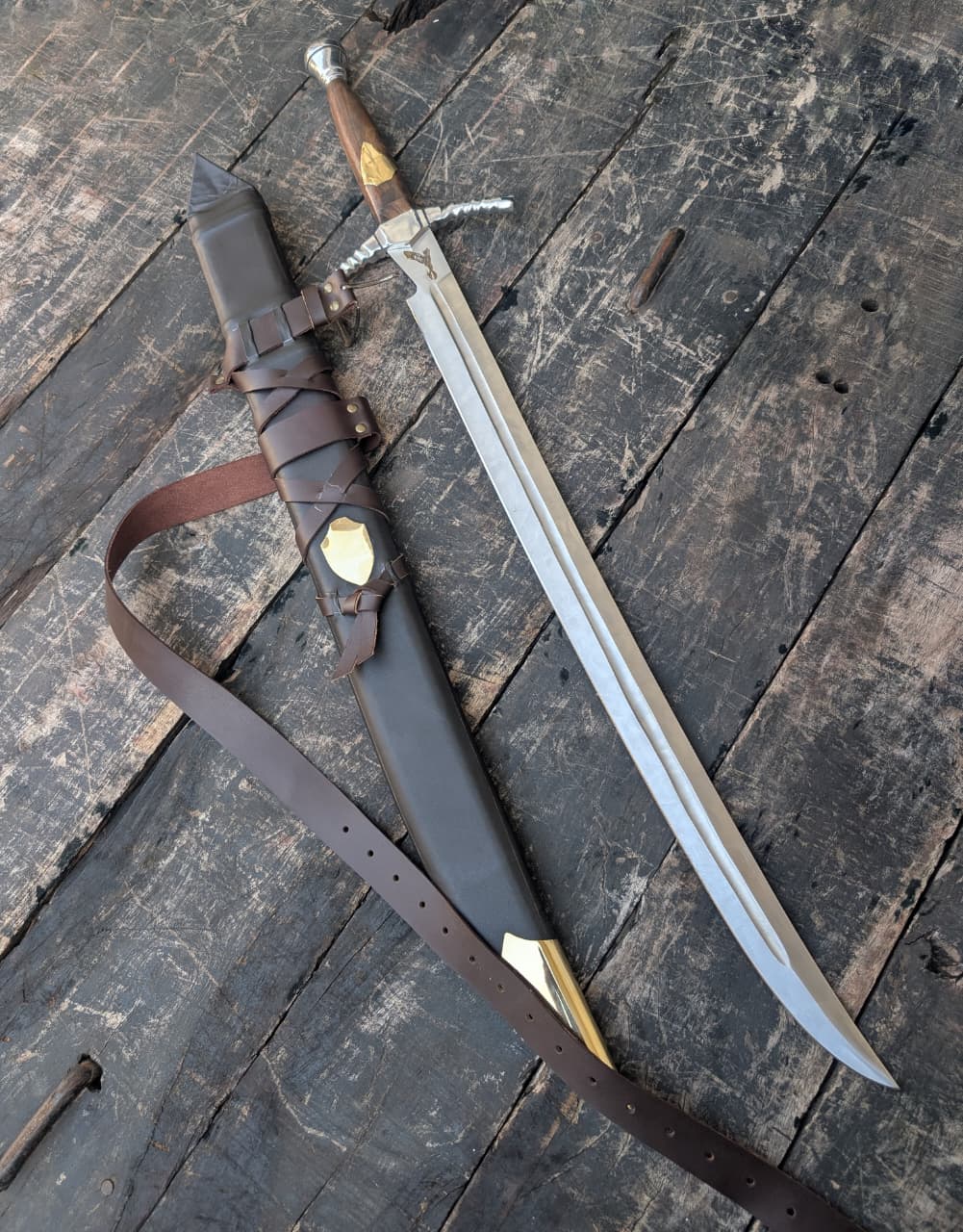 Wheel of Time Heron Mark Sword Replica, Stainless Steel, Rosewood Handle, Wooden Scabbard