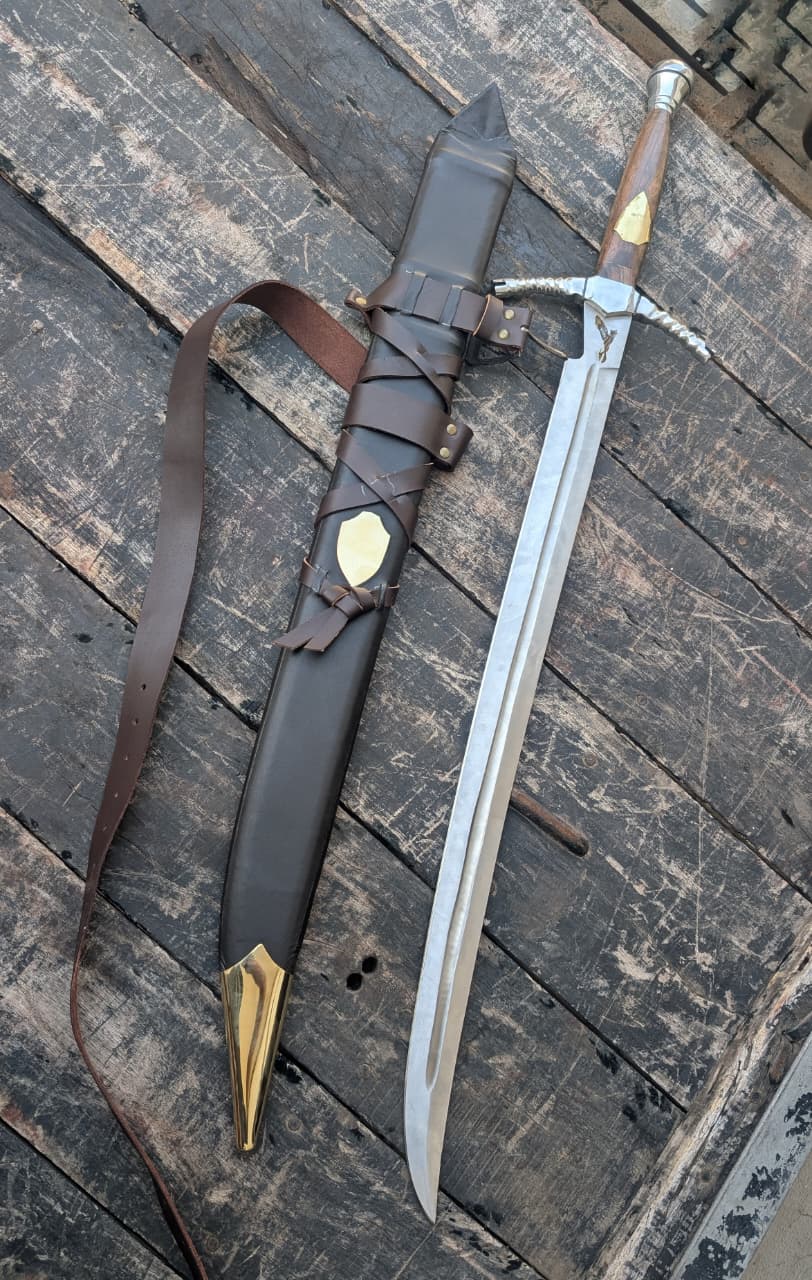 Wheel of Time Heron Mark Sword Replica, Stainless Steel, Rosewood Handle, Wooden Scabbard