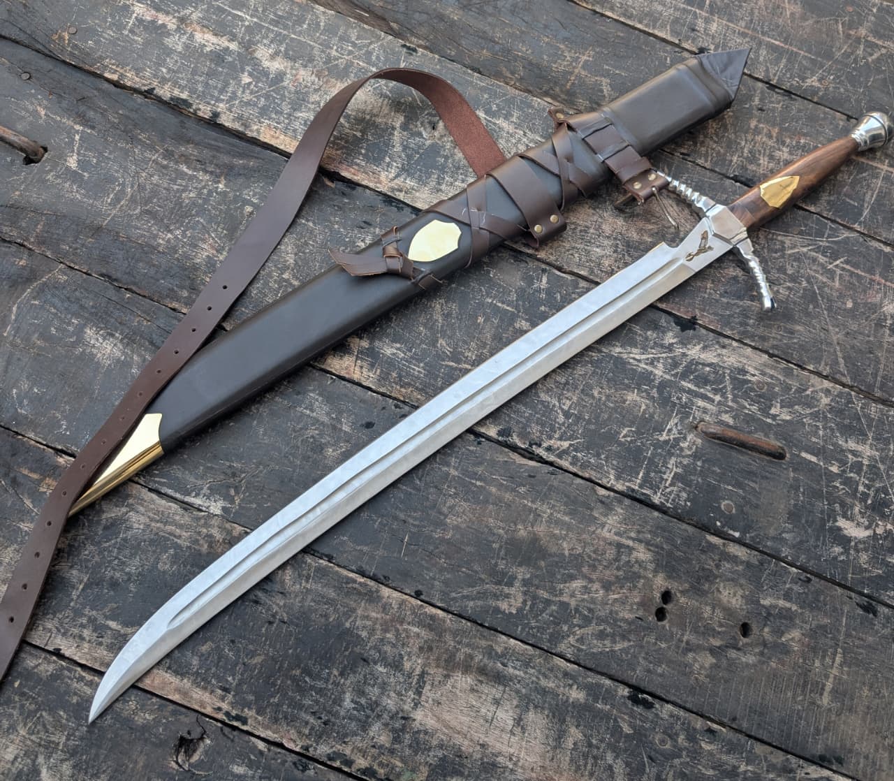 Wheel of Time Heron Mark Sword Replica, Stainless Steel, Rosewood Handle, Wooden Scabbard