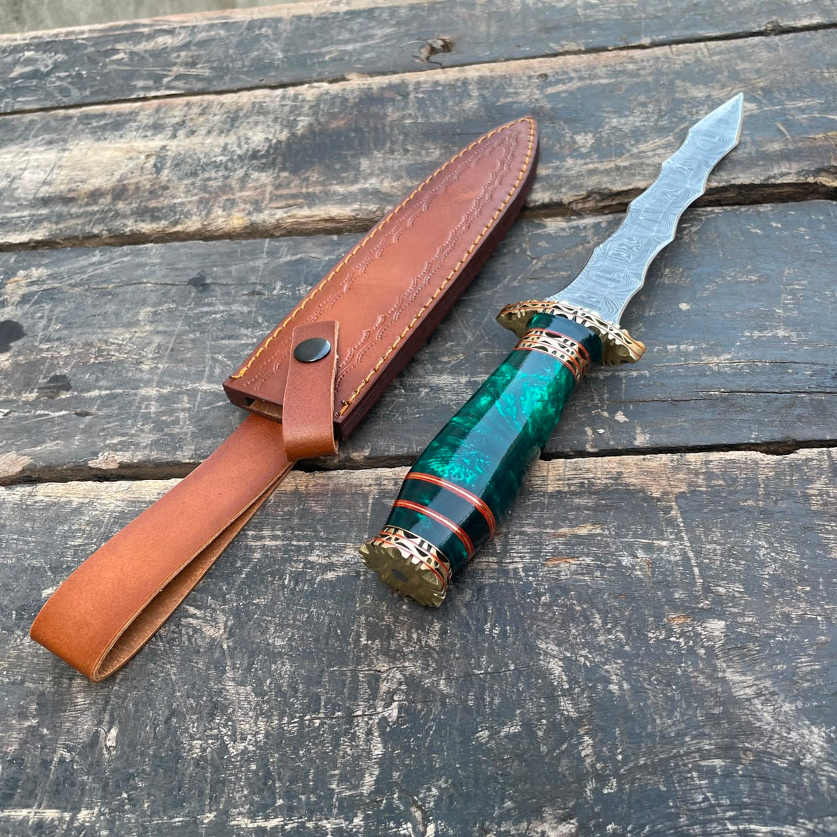 Hand Forged Damascus Steel Athame Dagger Custom Engraved Fantasy Collector Knife Gift