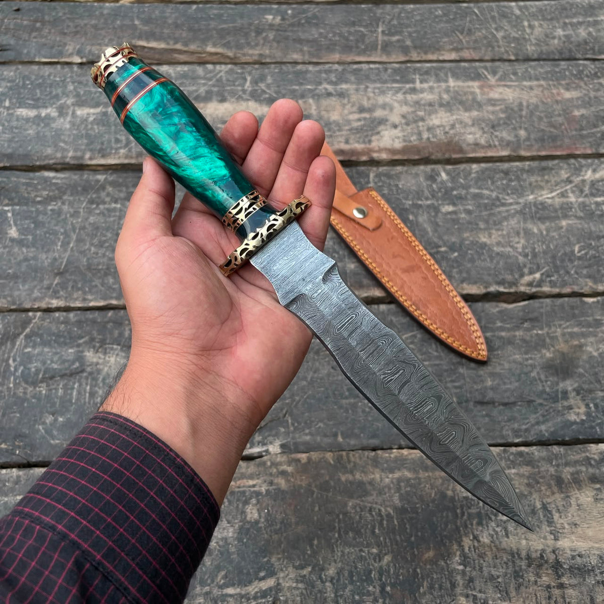 Hand Forged Damascus Steel Athame Dagger Custom Engraved Fantasy Collector Knife Gift