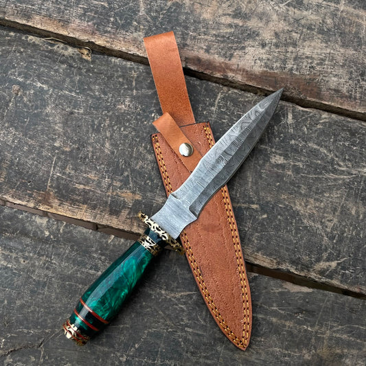 Hand Forged Damascus Steel Athame Dagger Custom Engraved Fantasy Collector Knife Gift