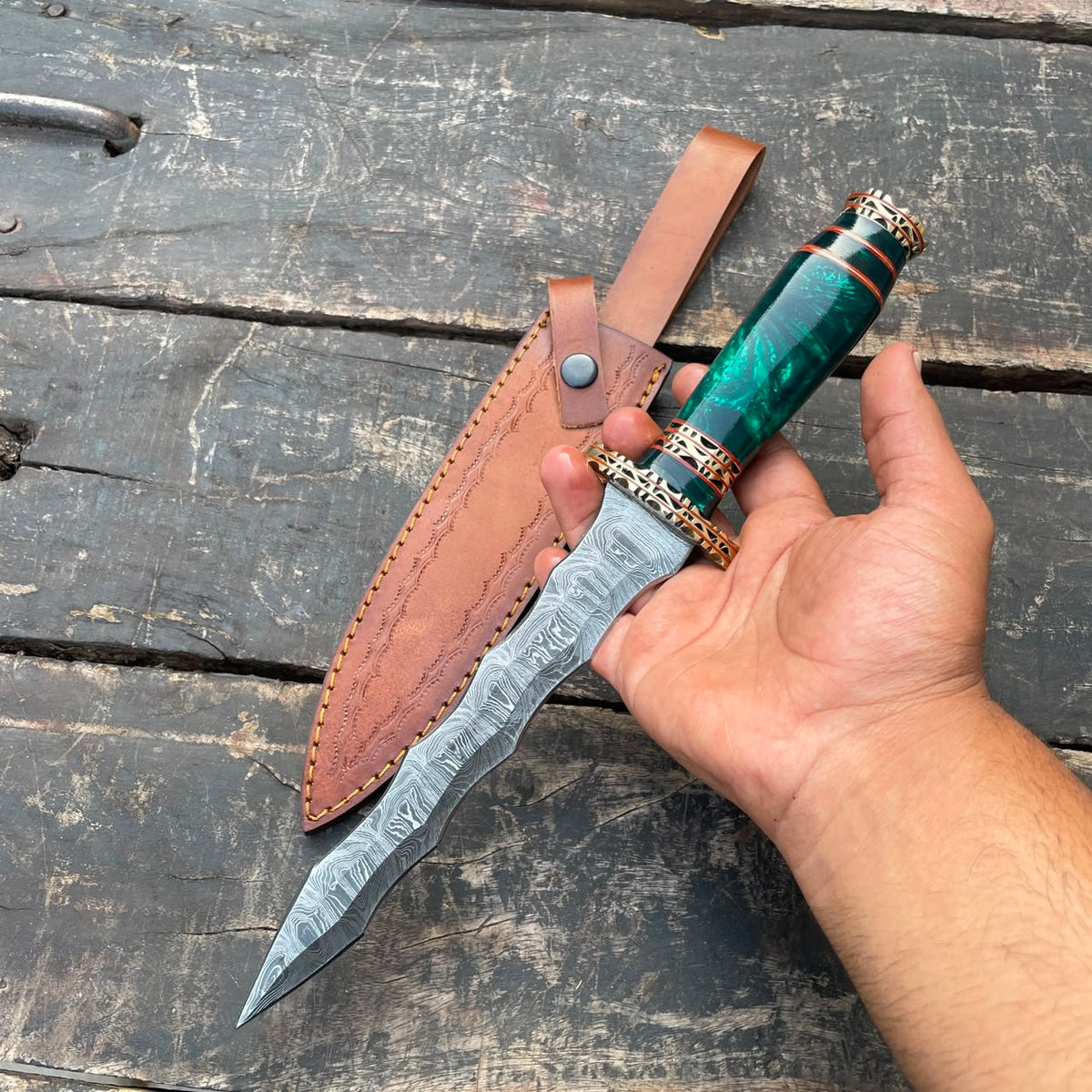 Hand Forged Damascus Steel Athame Dagger Custom Engraved Fantasy Collector Knife Gift