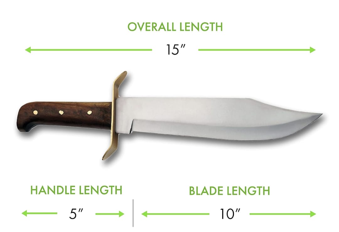 Legendary Handmade 15-Inch Carbon Steel Hunting Bowie Knife – Wooden Handle, Brass Guard, Fixed Blade
