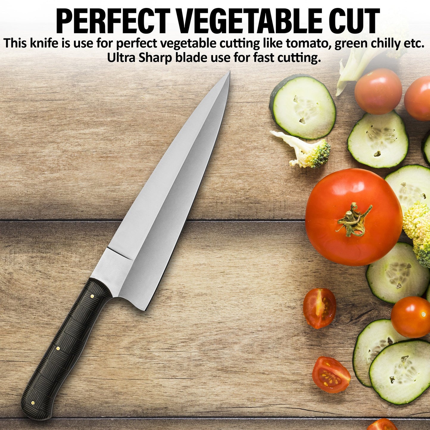 Professional Kitchen Chef Knife,13 Inch Stainless Steel Blade, 8 Inch Sharp Dull Polish Kitchen Knife with Micarta Handle for Meat Cutting & Cooking