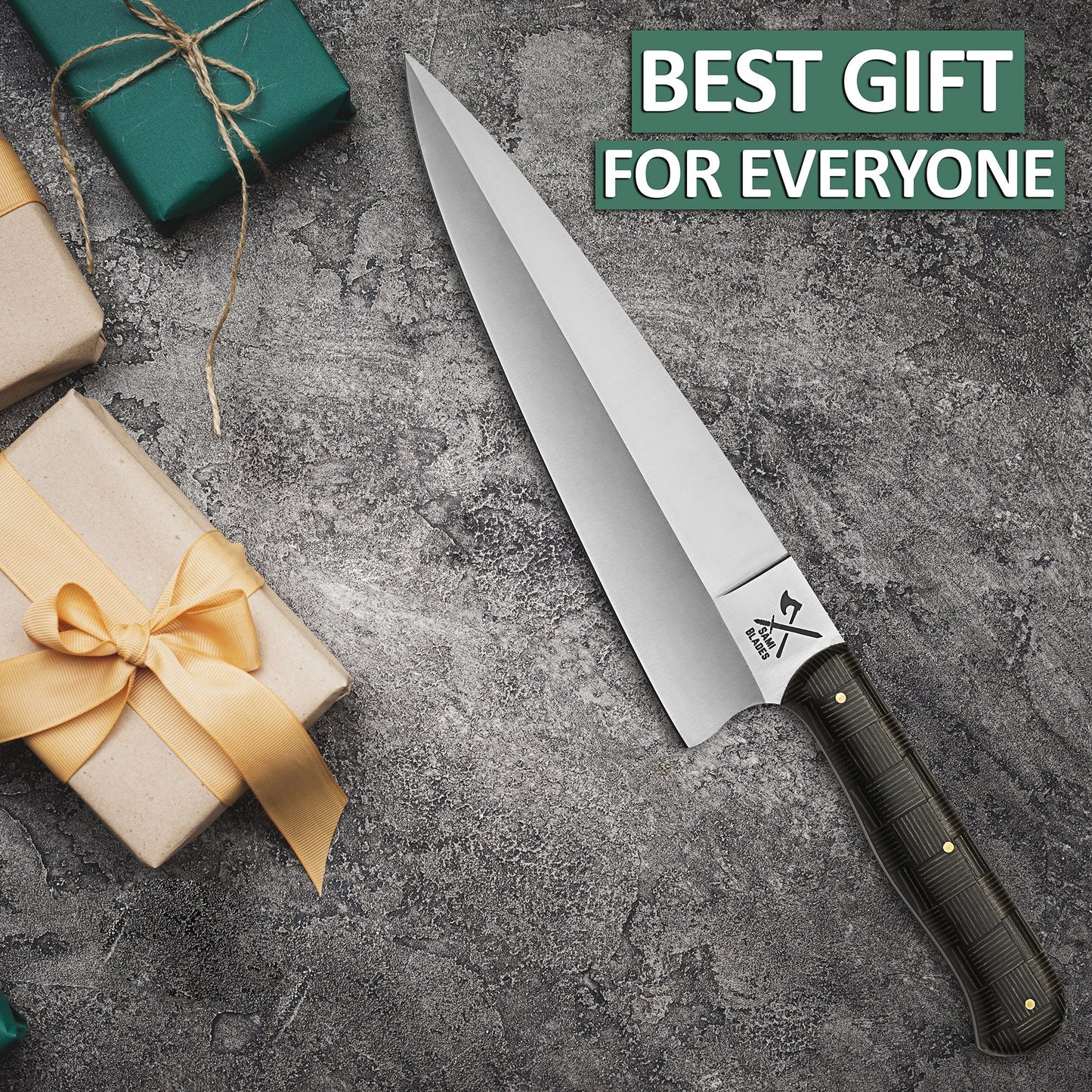 Professional Kitchen Chef Knife,13 Inch Stainless Steel Blade, 8 Inch Sharp Dull Polish Kitchen Knife with Micarta Handle for Meat Cutting & Cooking