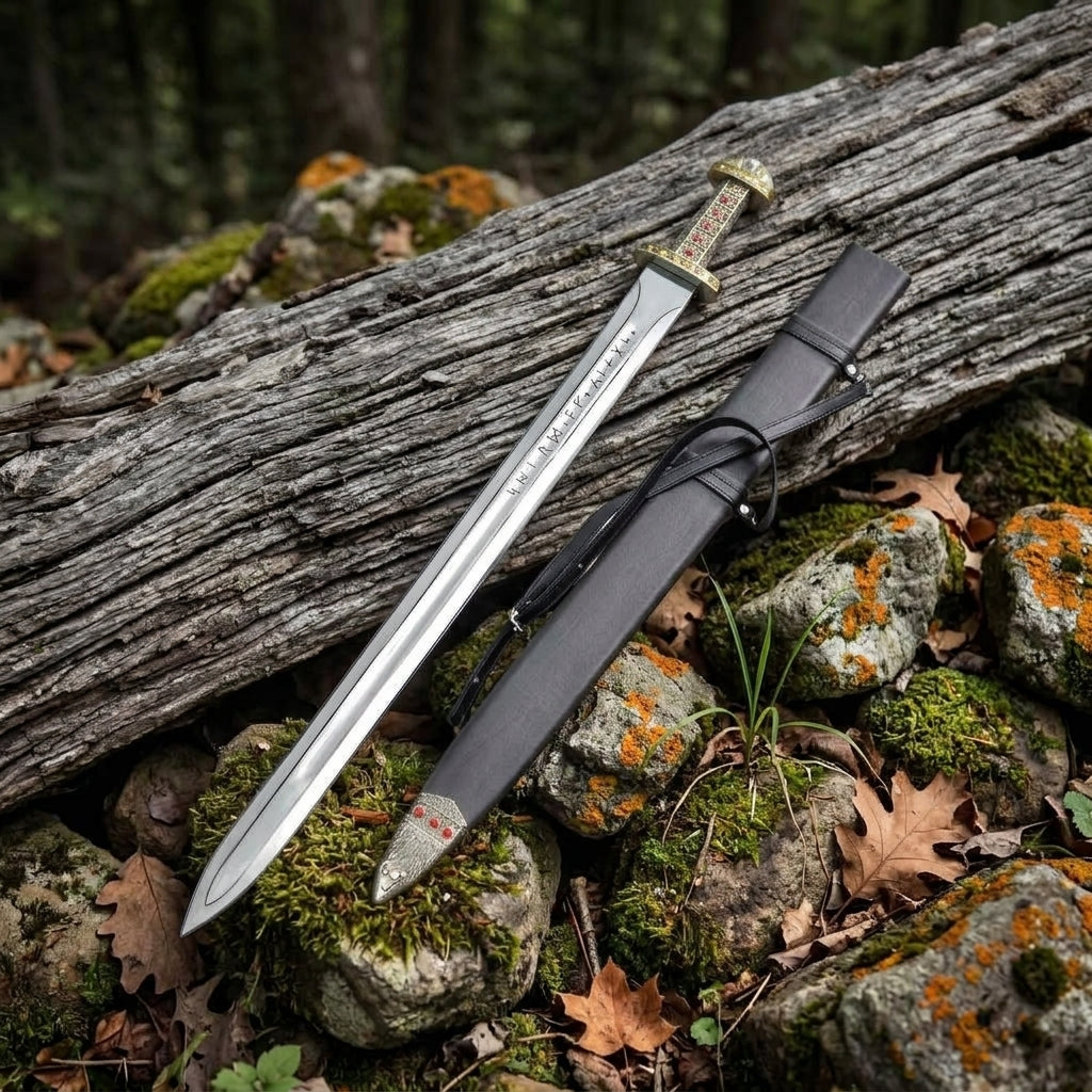 Norse inspired sword with jeweled hilt