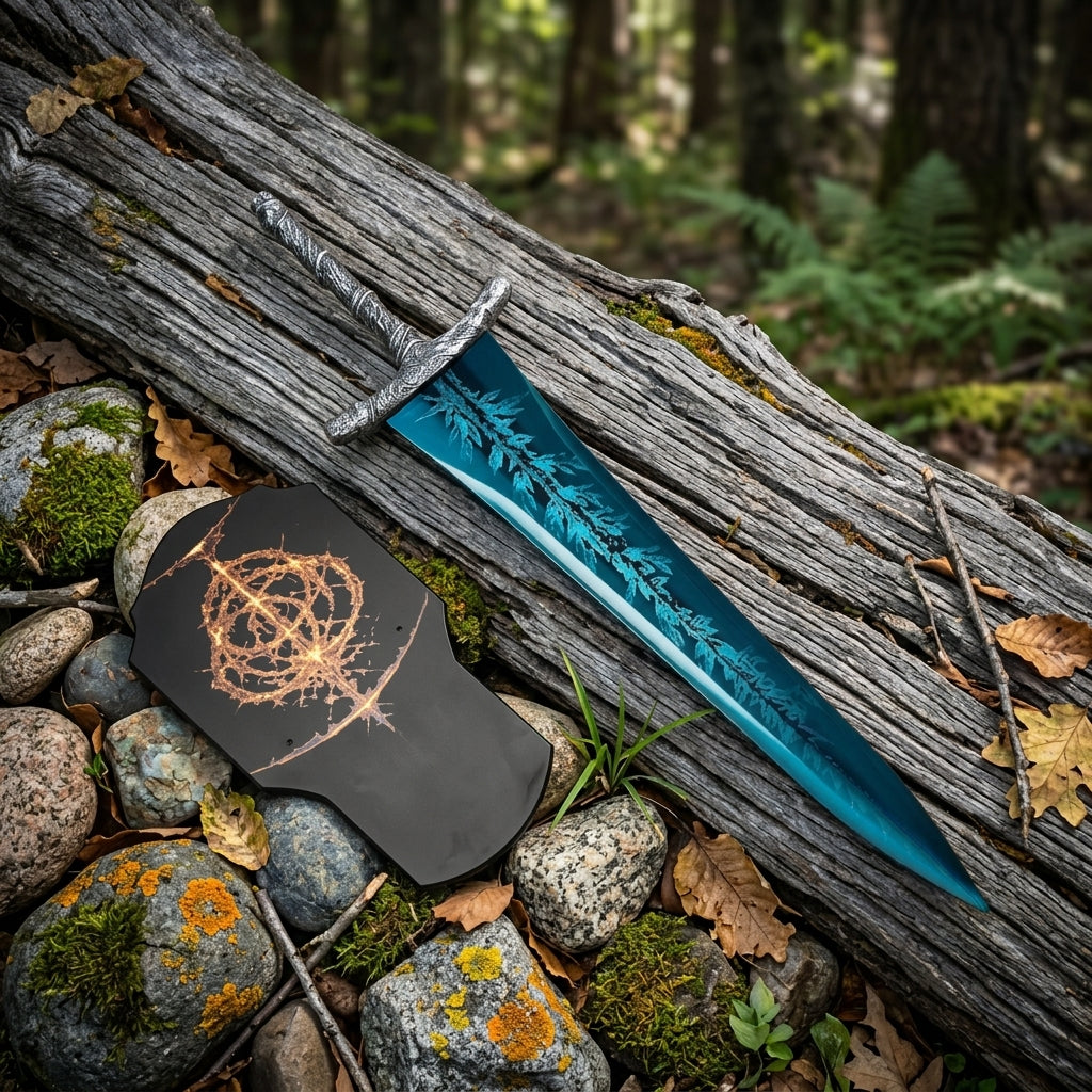 Fantasy display greatsword on plain background