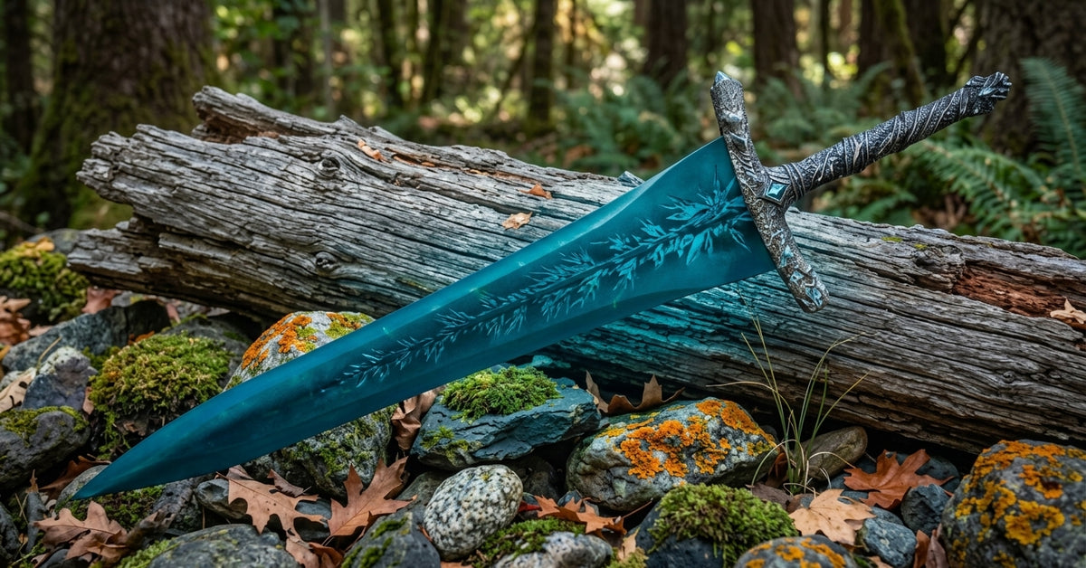 Decorative steel greatsword side profile