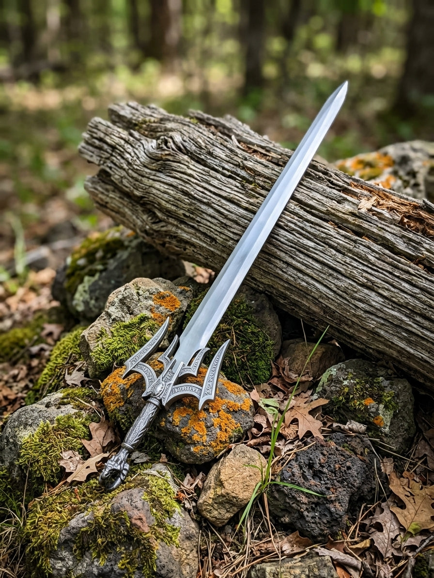 Viking display sword with leather scabbard