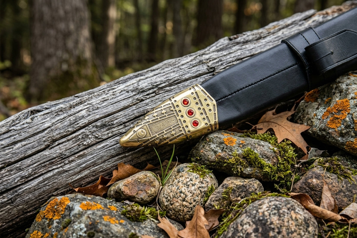 Decorative Viking sword hilt closeup