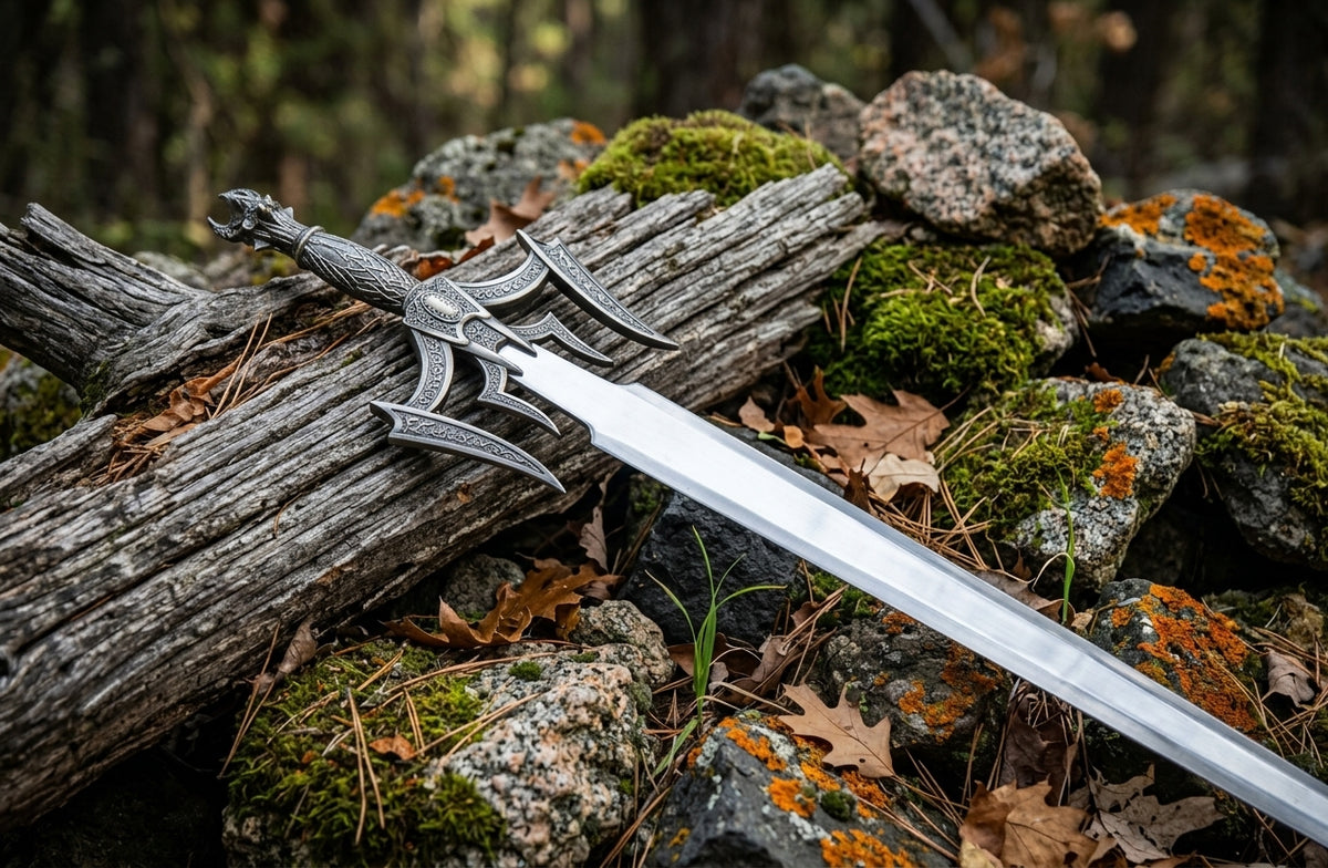 Handmade Viking display sword with engraved guard