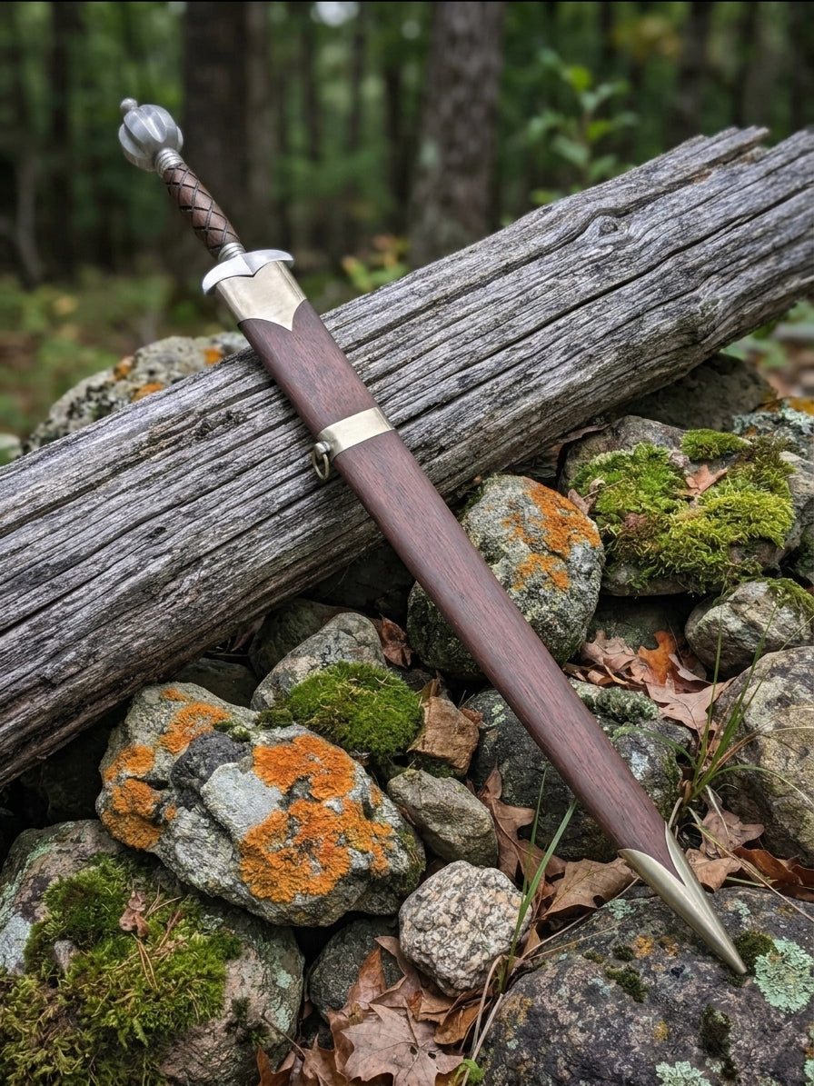 Closeup of high carbon steel sword blade with lengthwise fuller