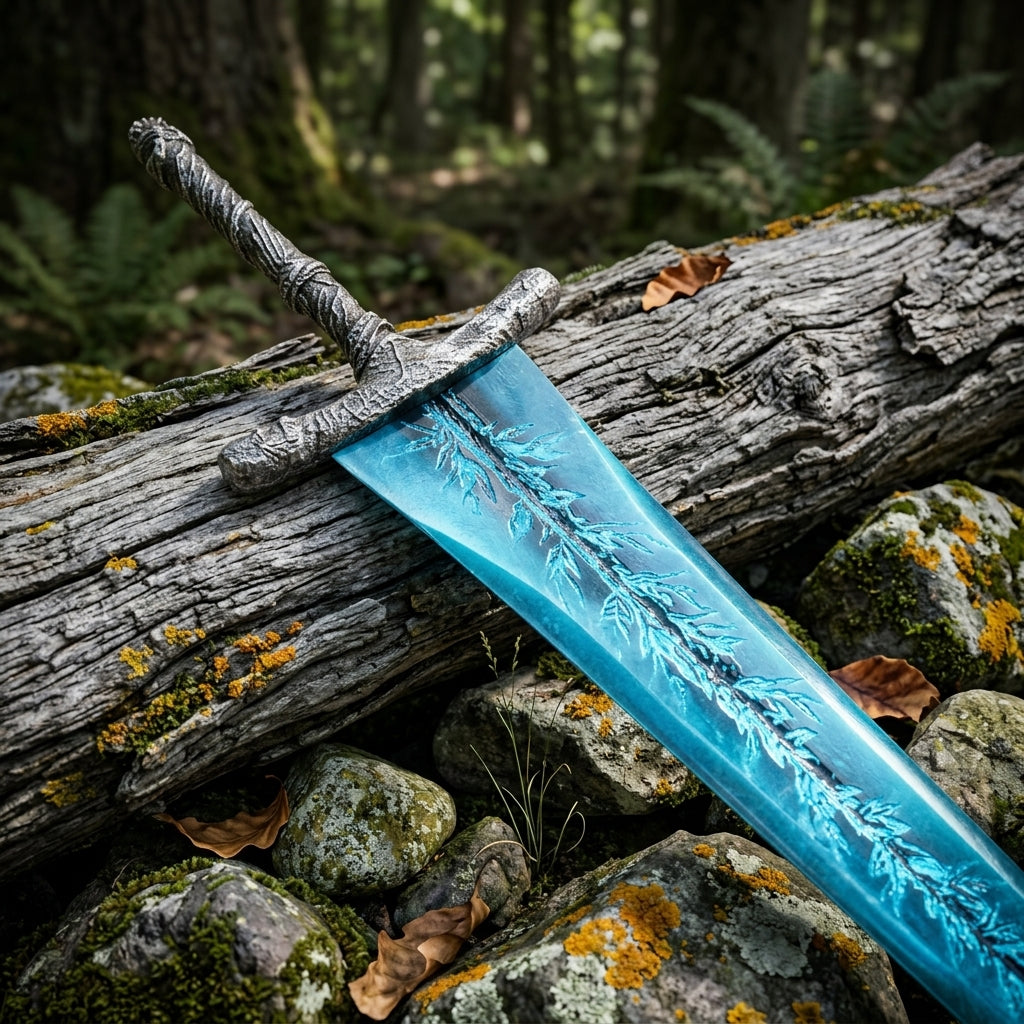 Handmade fantasy sword showing blade design
