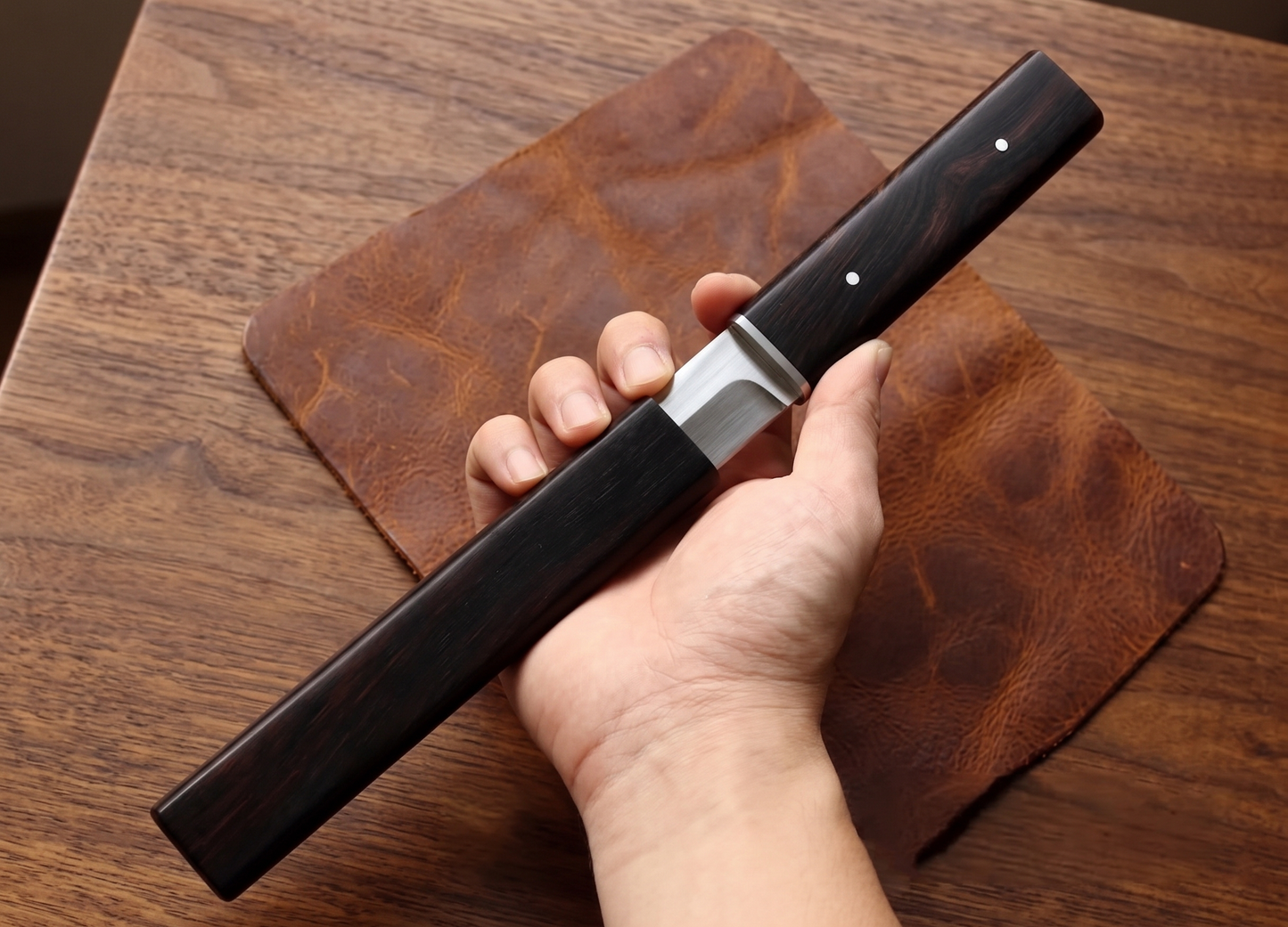 Sleek Double-Edged Japanese Tanto Knife, Stainless Steel Samurai Blade