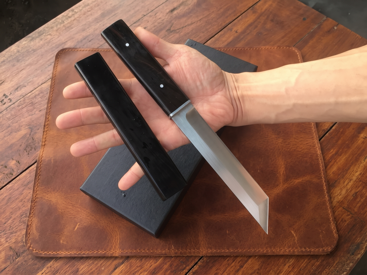 Sleek Double-Edged Japanese Tanto Knife, Stainless Steel Samurai Blade