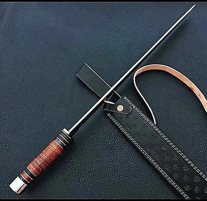 Handmade Damascus Steel Katana Sword, Warrior Blade Samurai Collectible with Leather Sheath