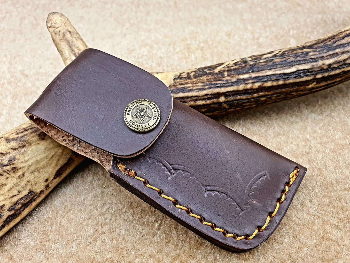 CUSTOM Handmade Damascus Pocket Knife, Folding Knife with sheath