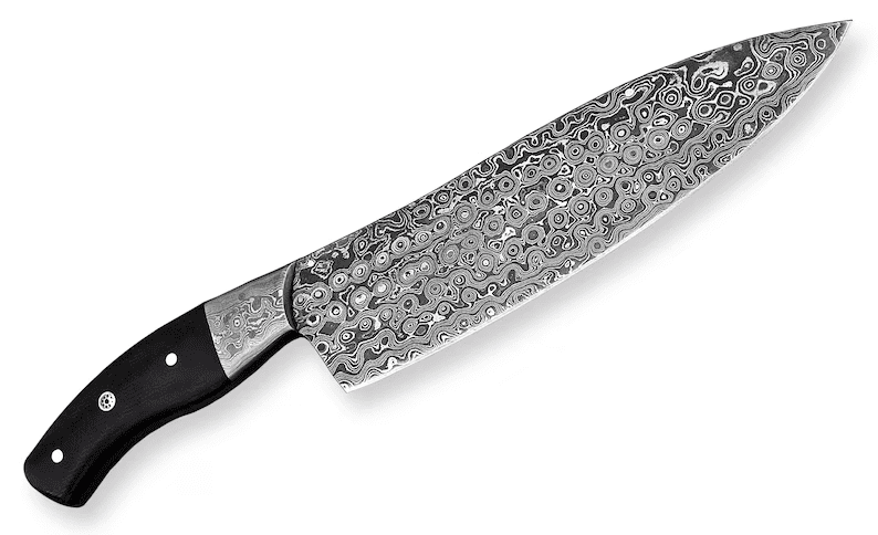 Premium Hand Forged Damascus Steel Kitchen Chef Knife with Leather Sheaths, Raindrop Damascus