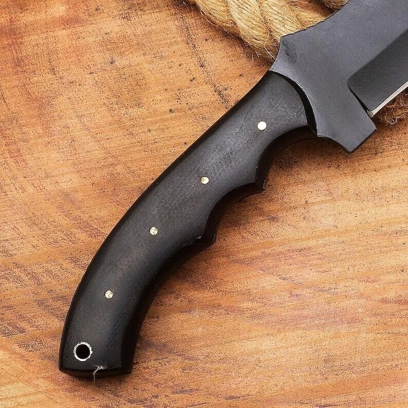 10″ Tom Brown Tracker Knife – 6″ Powder-Coated Stainless Steel Blade, 4″ Micarta Handle – Full Tang Survival Hunting Knife with Sheath