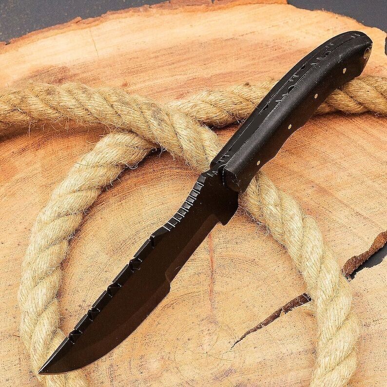 10″ Tom Brown Tracker Knife – 6″ Powder-Coated Stainless Steel Blade, 4″ Micarta Handle – Full Tang Survival Hunting Knife with Sheath