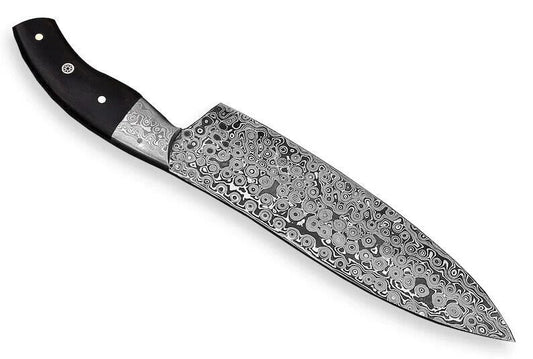 Premium Hand Forged Damascus Steel Kitchen Chef Knife with Leather Sheaths, Raindrop Damascus