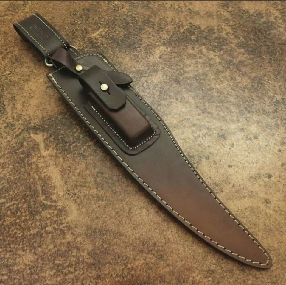Bespoke Crown Stag Bowie Knife – Handmade Full Tang Luxury Stag Handle Knife with Sheath – Custom Collectible Fixed Blade Knife