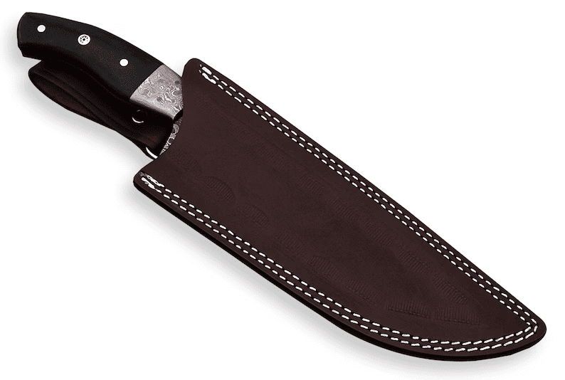 Premium Hand Forged Damascus Steel Kitchen Chef Knife with Leather Sheaths, Raindrop Damascus