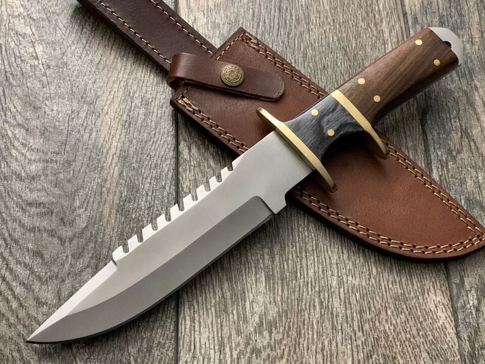 Fixed Blade Tactical Bowie Knife – Full Tang Military Style Combat Knife with Sheath – Survival Outdoor Hunting Knife