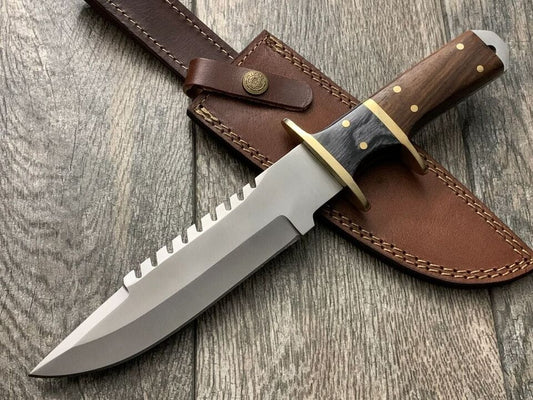 Fixed Blade Tactical Bowie Knife – Full Tang Military Style Combat Knife with Sheath – Survival Outdoor Hunting Knife