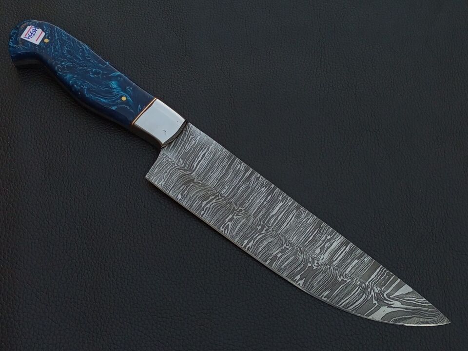 Handcrafted 12″ Damascus Steel Chef Knife with Resin Handle and Sheath