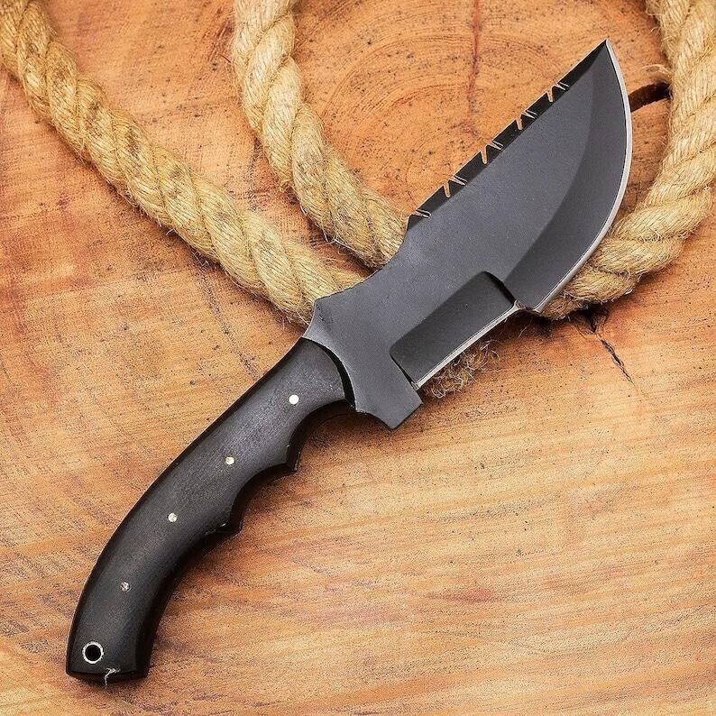 10″ Tom Brown Tracker Knife – 6″ Powder-Coated Stainless Steel Blade, 4″ Micarta Handle – Full Tang Survival Hunting Knife with Sheath