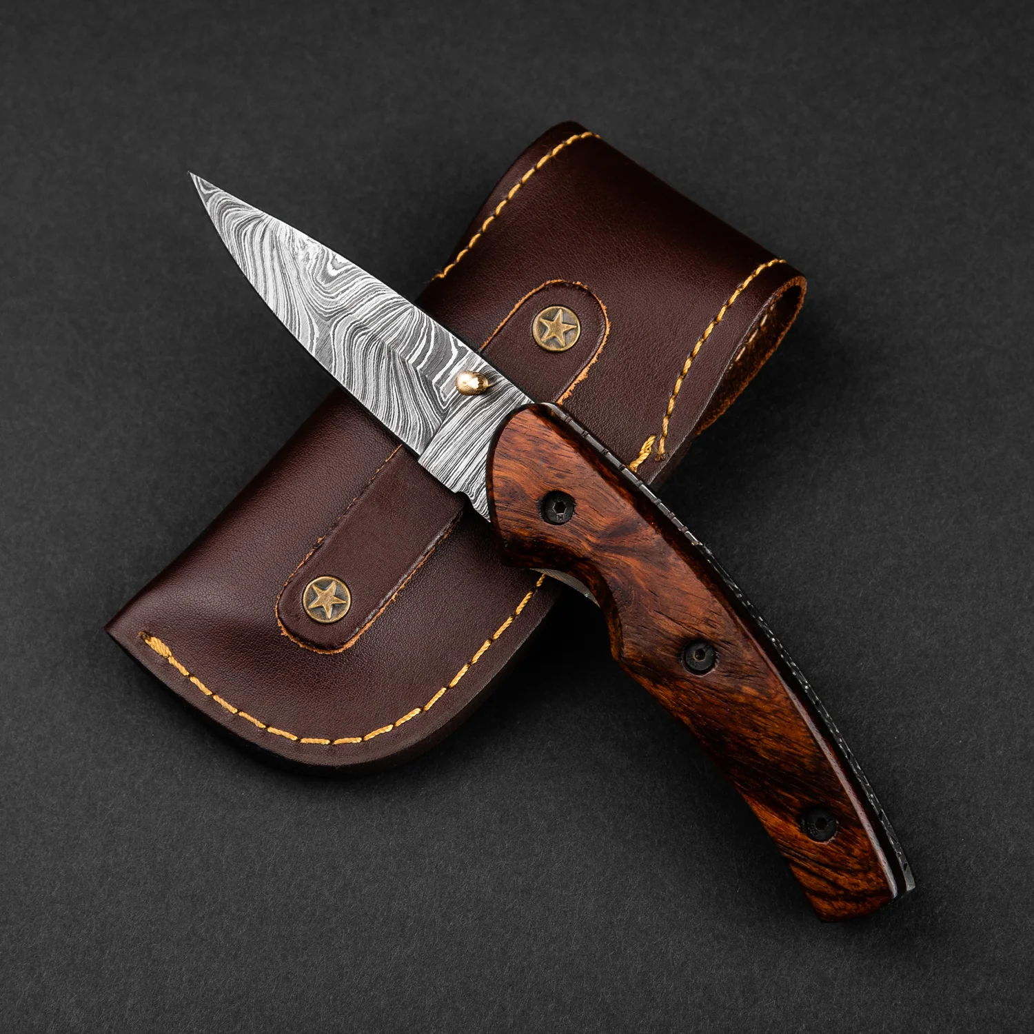 Damascus Steel Folding Knife