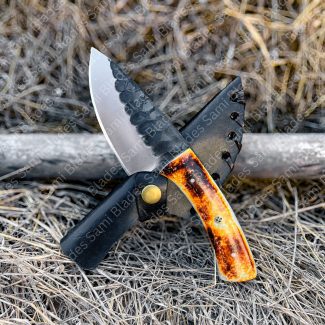 Elite Handmade Bone Handle Skinner Knife , 1095 Steel, 4 Inches Blade, 4 Inches Handle, Leather Sheath