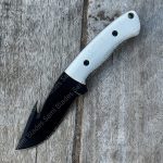 Elite Handmade Carbon Steel Skinning Knife with Gut Hook, Resin Handle