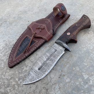 8 inches Fixed Blade Knife, Handmade Damascus Knife with Sheath