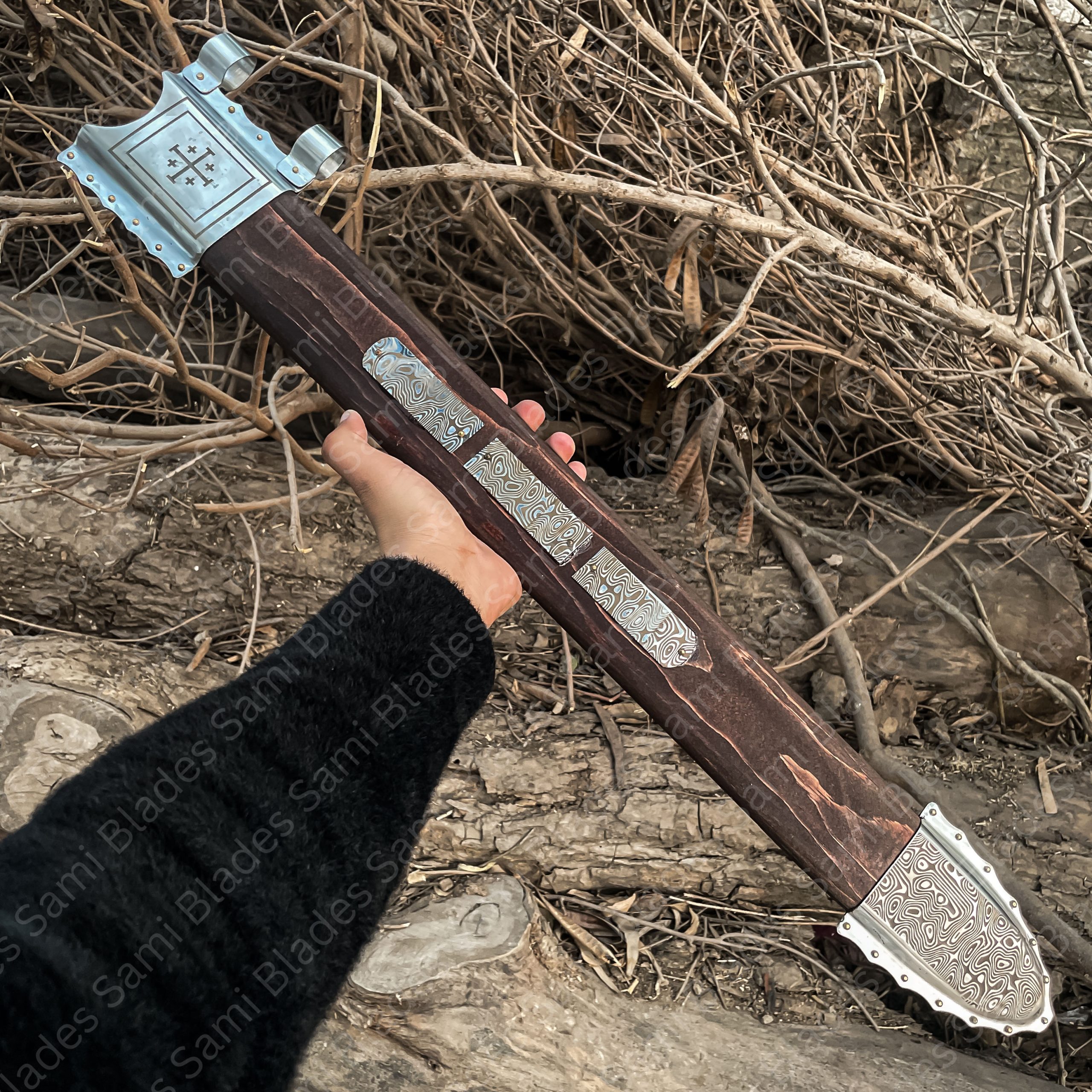 Handmade Damascus Sword, Hand Forged Damascus Steel Sword with Scabbard,