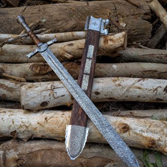 Handmade Damascus Sword, Hand Forged Damascus Steel Sword with Scabbard,