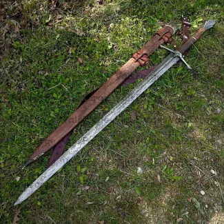 Viking Damascus sword with scabbard